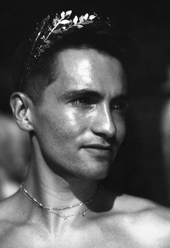 Portrait of Lance Andreas Jesus Sotelo wearing a laurel crown